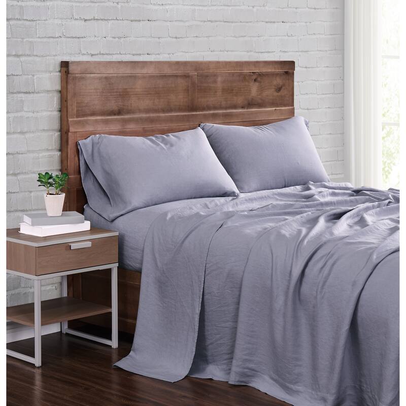 Brooklyn Loom 100% Natural Flax Linen 4-Piece Bed Sheet Set