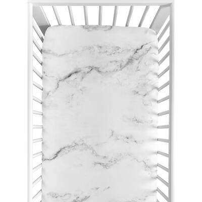 Sweet Jojo Designs Grey/Black/White Marble Collection Fitted Crib Sheet