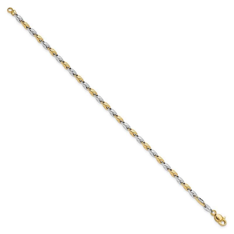 Curata 14k Two tone Gold Polished Fancy Link Bracelet 7.5 Inch