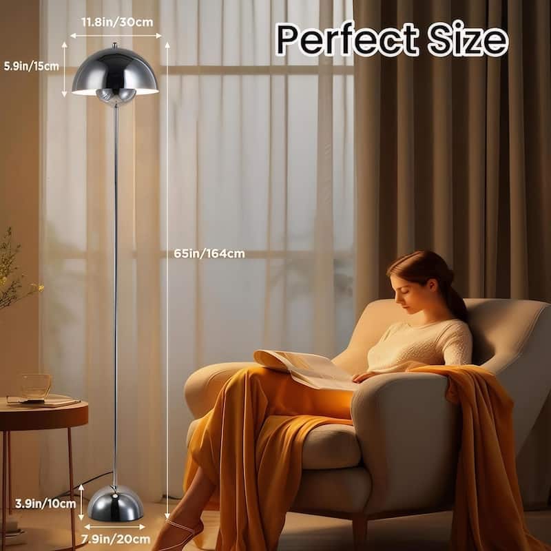 Industrial Metal Shade White/Black/Gold Floor Lamp with Foot Switch Modern Tall Standing Lamp for Living Room