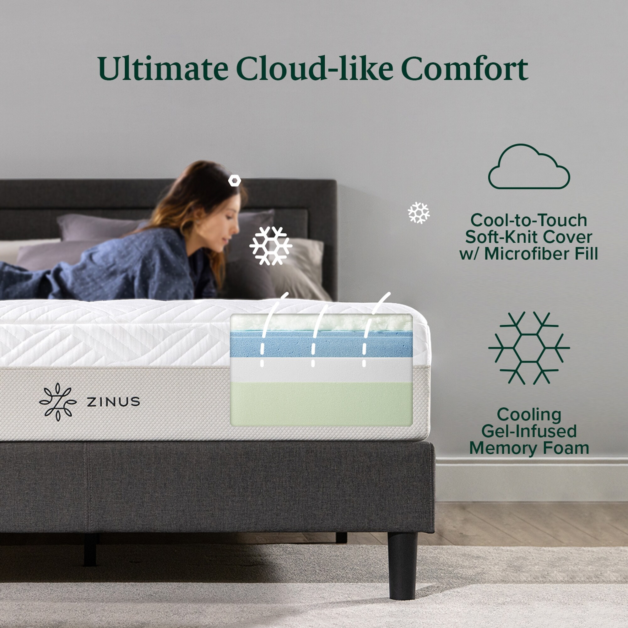 Zinus 12 inch cloud memory foam mattress deals