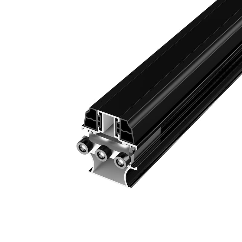 KaMic Elite-Fold 72" x 96" 2-Panel Aluminum Folding Door in Black with Hidden Hinges & Rollers, Folded Out From Left To Right