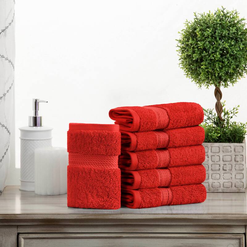 Superior Marche Egyptian Cotton 6 Piece Face Towel Set - Red