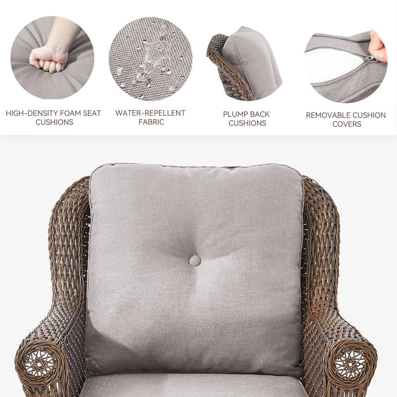 Gymojoy Outdoor Wicker Swivel Glider Chairs with Cushions