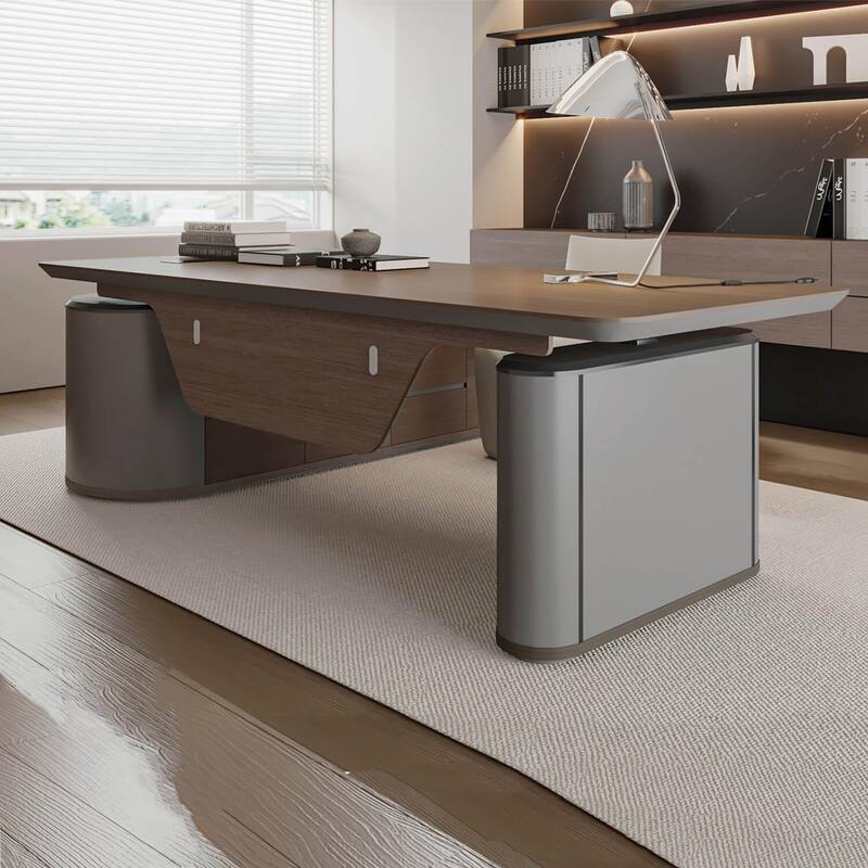 WESOME Sit & Stand Adjustable Height Reversible L Shaped Executive Desk with File Cabinets Drawers Universal Charging Ports - 78.7inch - Right