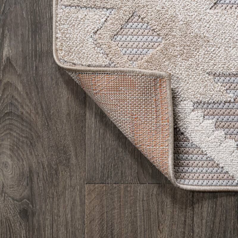 JONATHAN Y Duwun High-Low Pile Neutral Diamond Kilim Indoor/Outdoor Area Rug