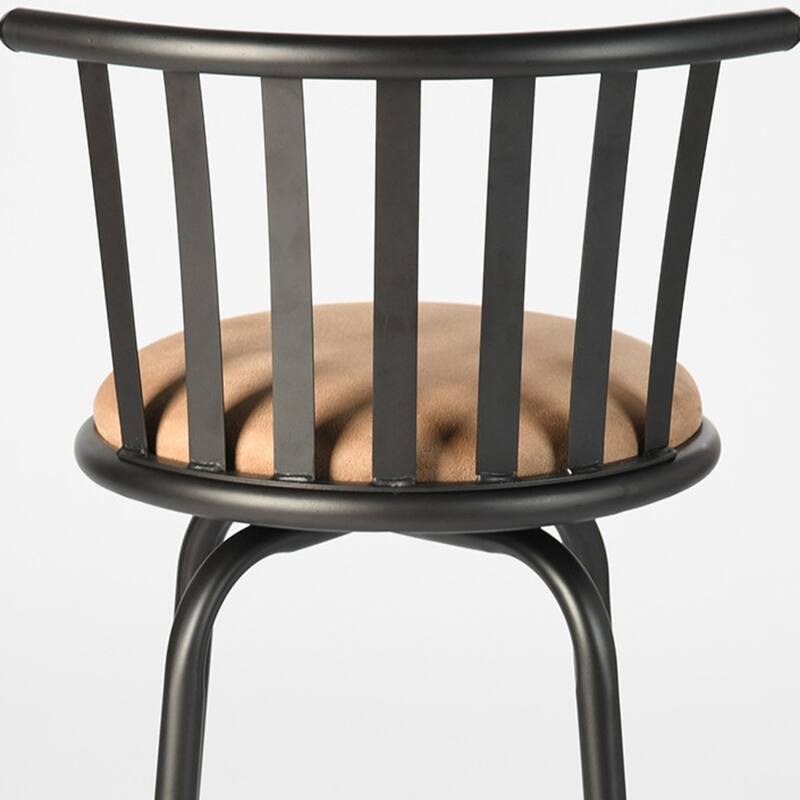 Brown Faux Leather Adjustable Bar Stool Armless with Swivel and Footrest