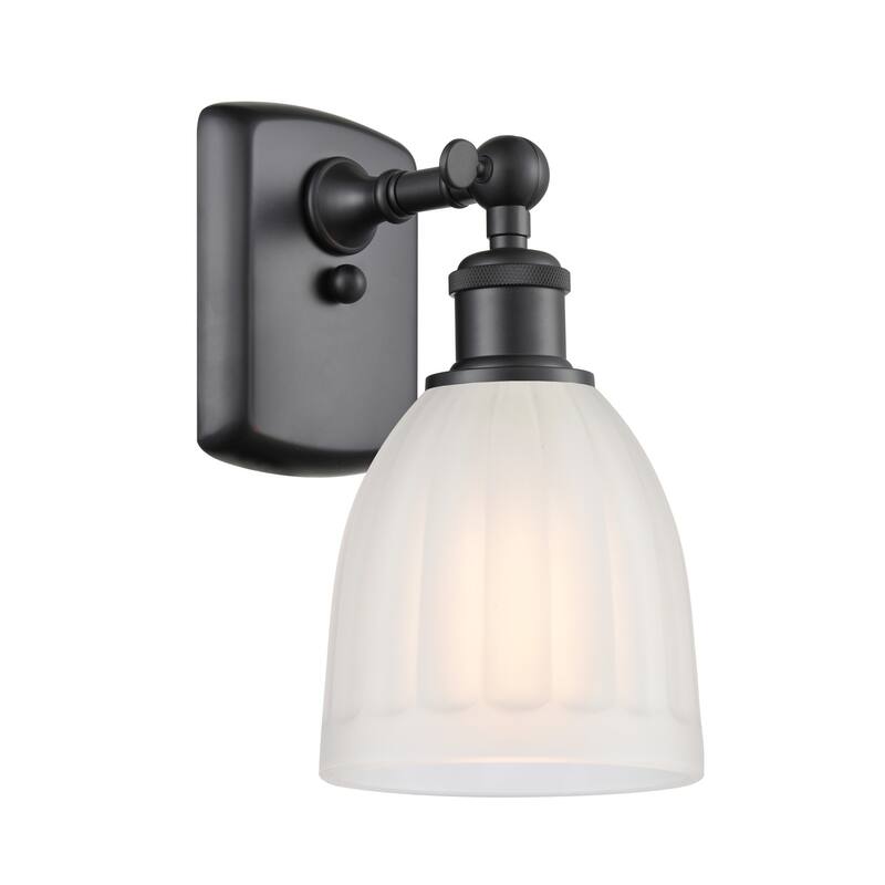 Innovations Lighting Brookfield 9" Tall Bathroom Sconce - Matte Black / White