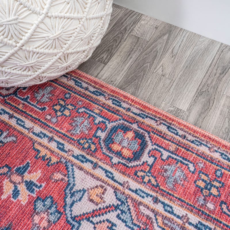 JONATHAN Y Victoria Ornate Large Medallion Machine Washable Area Rug