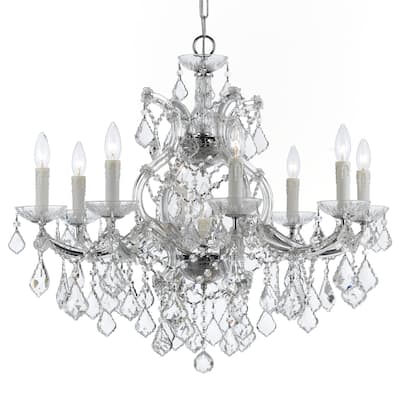 Maria Theresa 9 Light Clear Crystal Swarovski Strass Chrome Chandelier - 26'' W x 23'' H