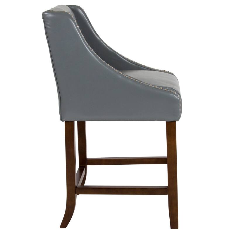 24-inch Transitional Curved Walnut Counter Height Stools (Set of 2) - 20"W x 22"D x 36"H