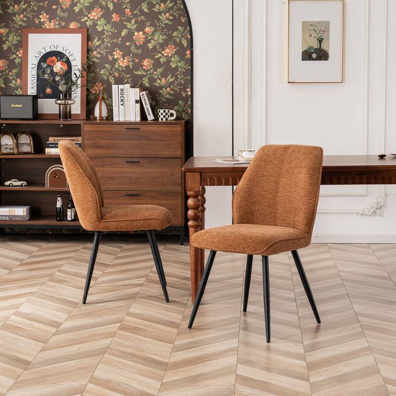 Mid Century Modern Armless Fabric Dining Room Chairs Set of 2
