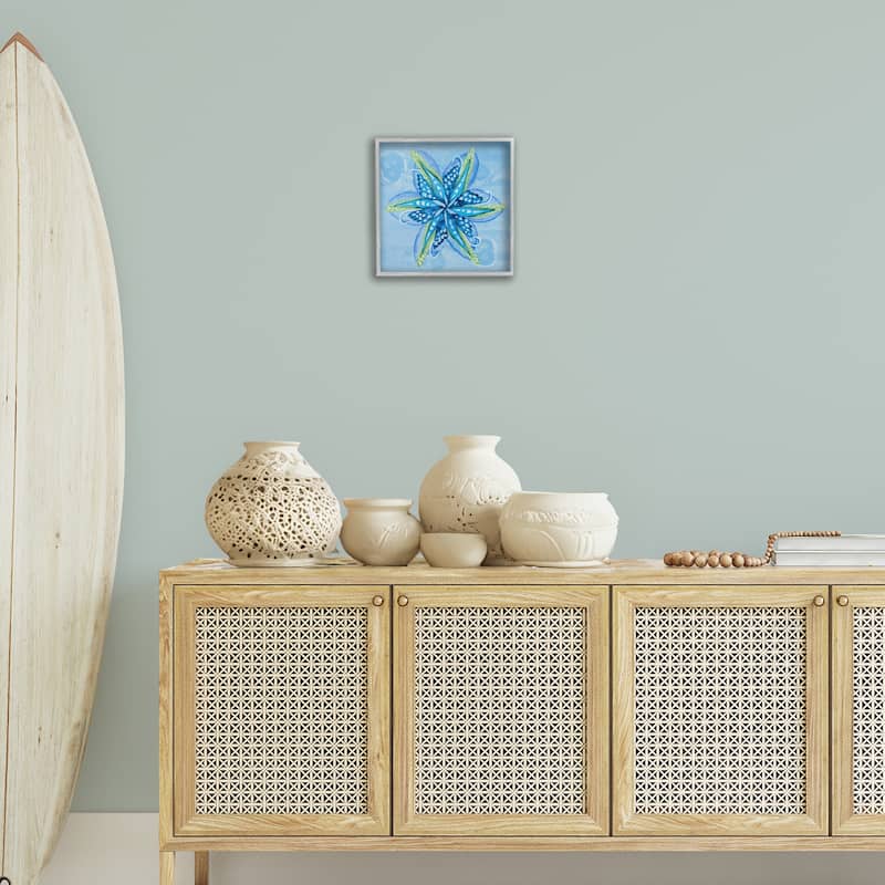 Stupell Star Shaped Abstract Flower Framed Giclee Art Design By Liz Jardine