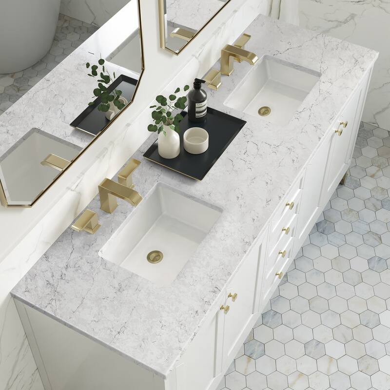 Chicago 72" Double Vanity, Glossy White, w/FreePower Wireless Charger