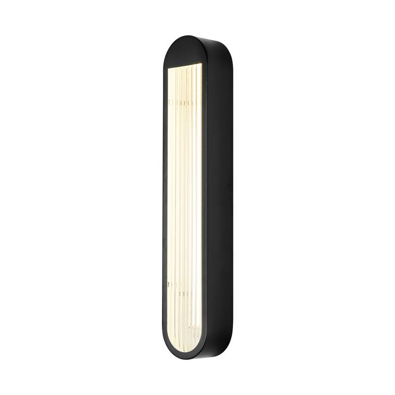 Rennnsan 25.6" 1-Light Modern Brass/Black Linear Bathroom Vanity Light with Ribbed Glass Shade