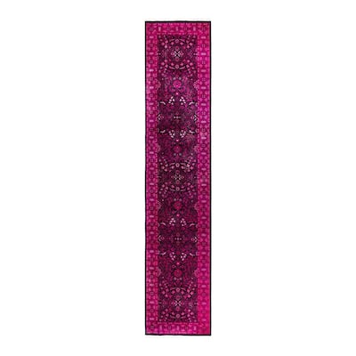 Contemporary Overdyed Wool Hand Knotted Runner - 2' 6" x 12' 3"