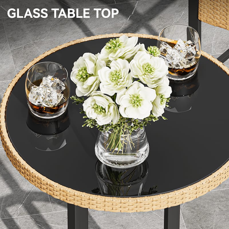 Moasis 3-Piece Outdoor Wicker Bar Height Bistro with Soft Cushions - 3PCS