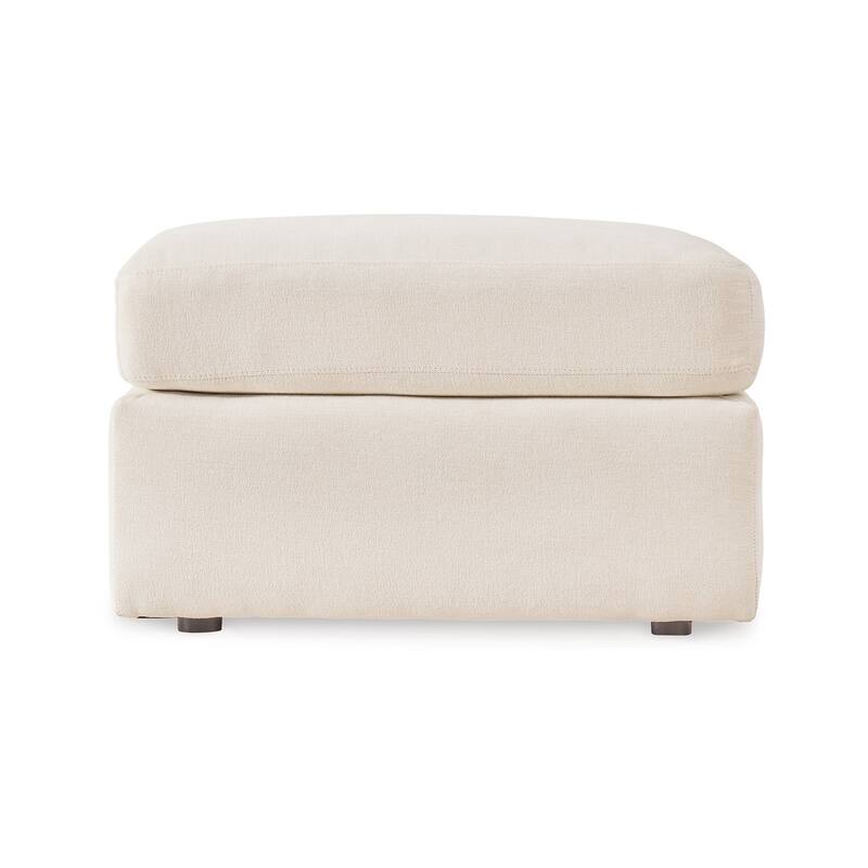 Meso Oversized Square Ottoman, Oyster Ivory Nuvella Polyester, 32 Inch