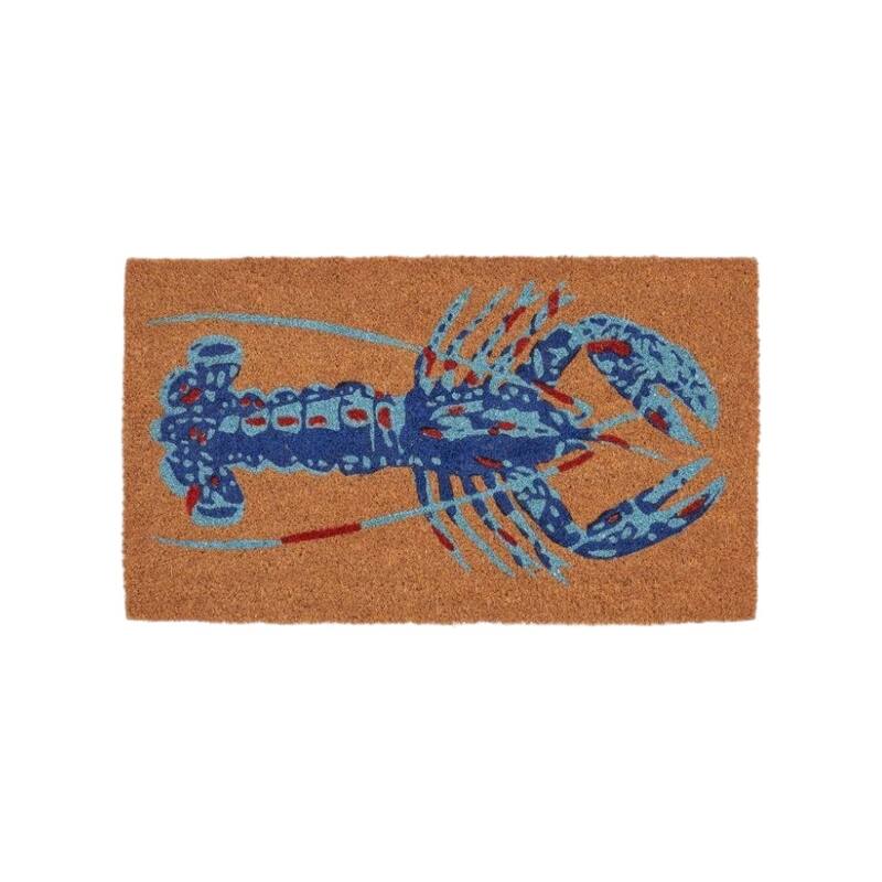 HomeRoots 16" X 30" Blue Brown And Red Lobster Indoor Coir Door Mat - 15.70' X '29.60