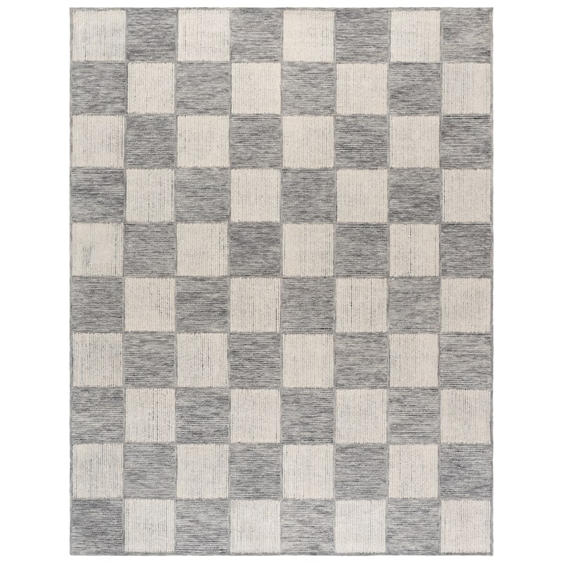 SAFAVIEH Handmade Ebony Ladda Wool Rug - 8' x 10' - Ivory/Grey