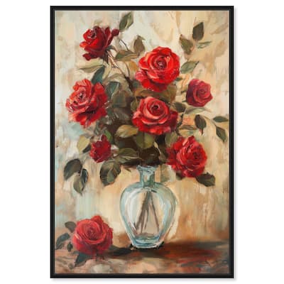 Ruby Roses in Riad Glass Canvas by Art Remedy