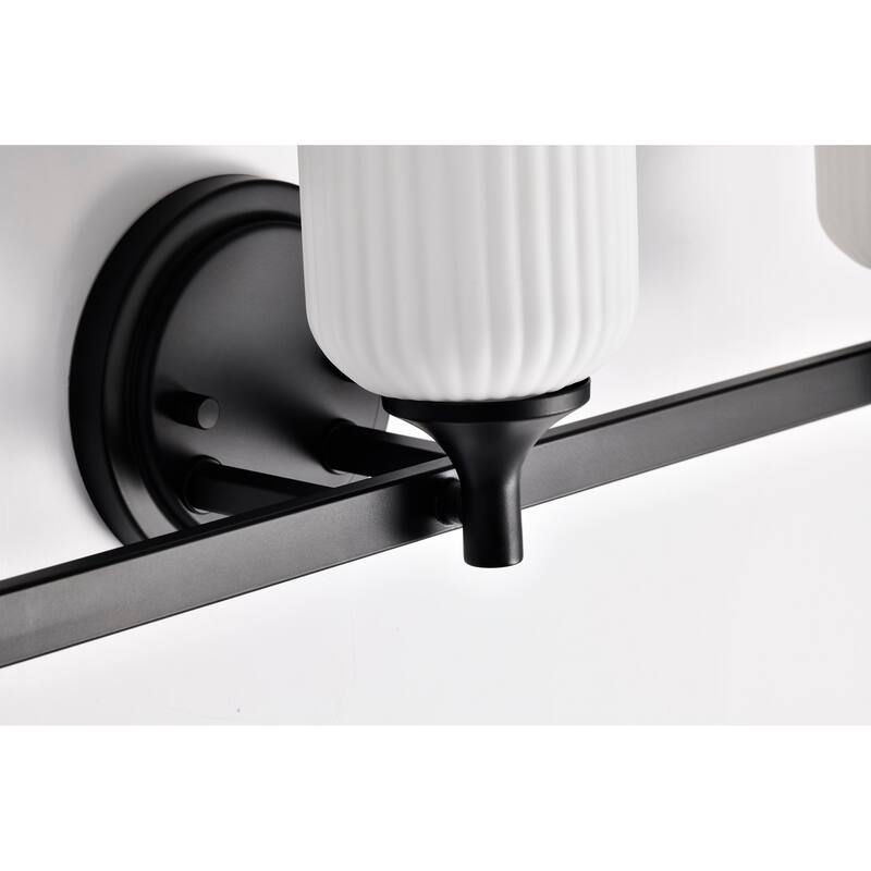 Solara 3 Light Vanity Matte Black Finish Frosted Ribbed Glass - Matte Black