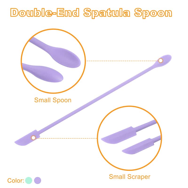8pcs Silicone Spatula Cosmetic Spoon Makeup Brush Bottle Scraper Green Purple - Green, Purple
