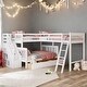 preview thumbnail 32 of 44, 3 IN 1 Twin over Full L-Shaped Bunk Bed with Ladder, Staircase and 3 Drawers
