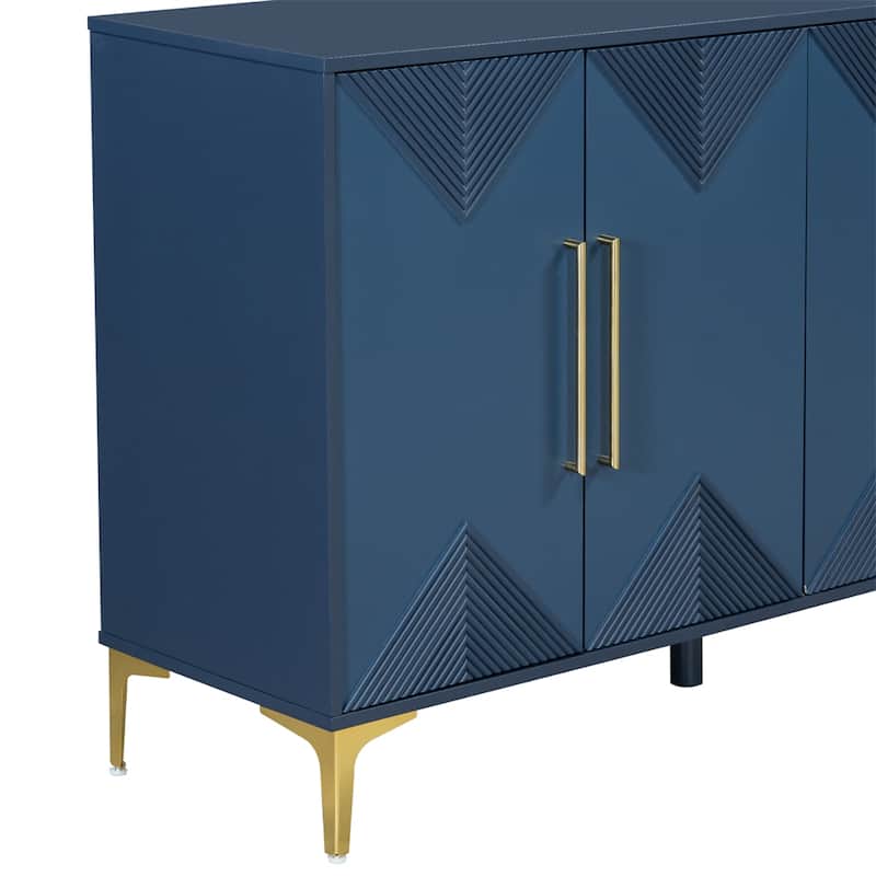 Wood 4-Door Cabinet with Metal Legs