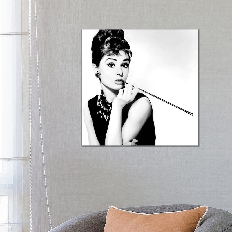iCanvas 'Audrey Hepburn Smoking' by Radio Days Canvas Print - 26x26x1.5