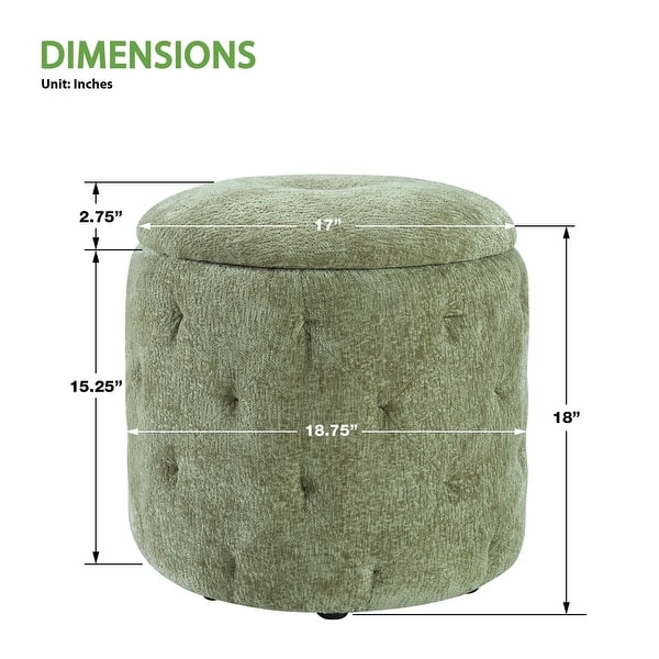 dimension image slide 3 of 5, Erindale Round Storage Ottoman