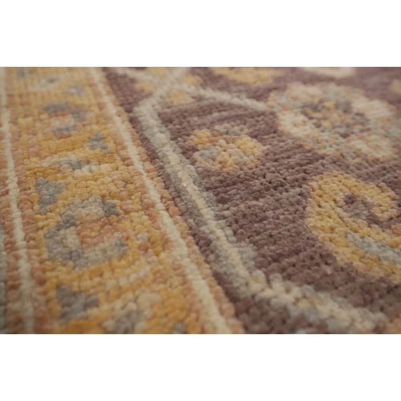 Vegetable Dye Oushak Turkish Rug Hand-Knotted Grey Wool Carpet - 8'2"x 10'1"