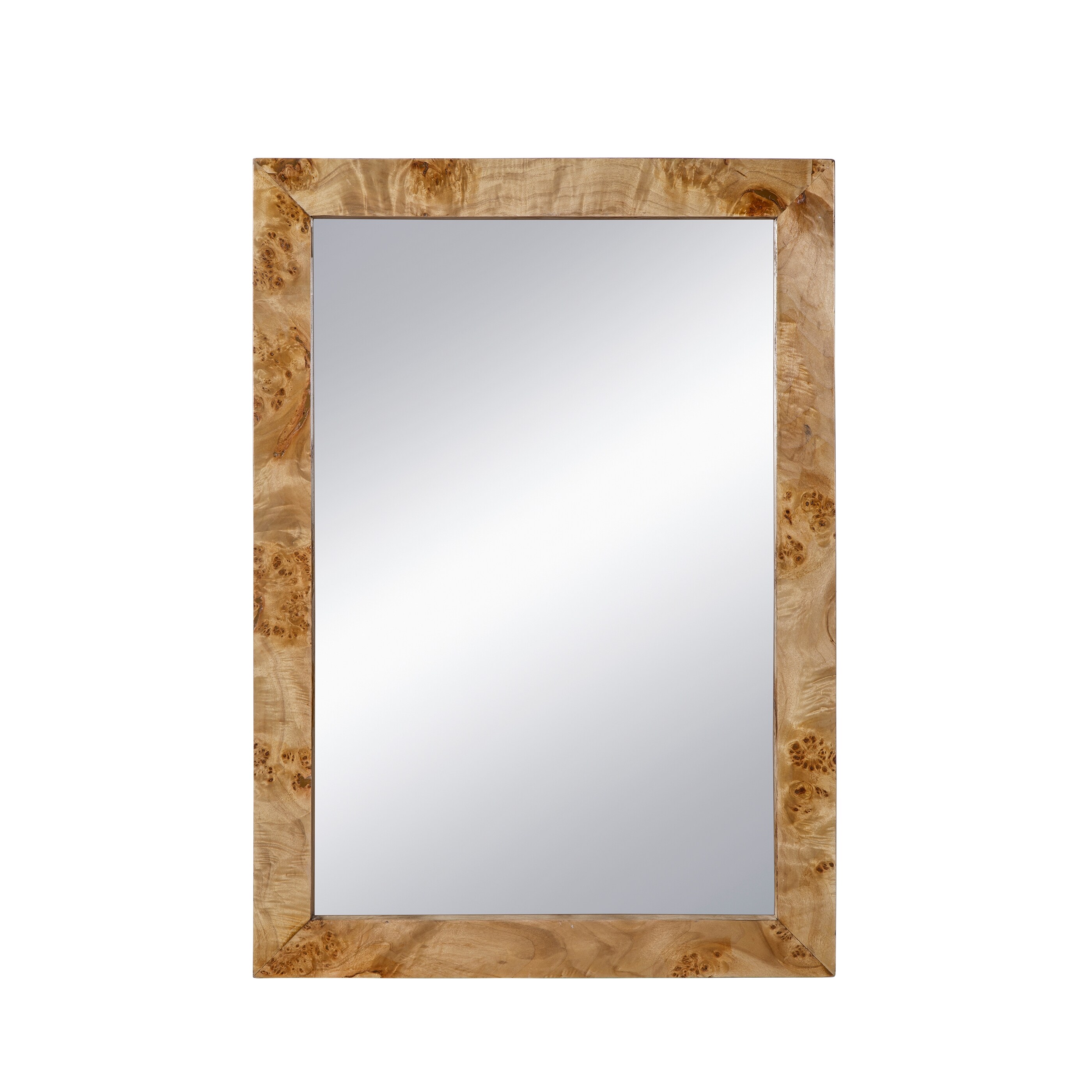 A&B Home Burl Wood Wall Mirror with Brown Rectangle Frame