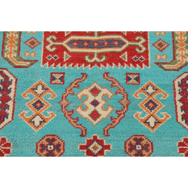 Turquoise Blue Kazak Oriental Accent Rug Handmade Wool Carpet - 3'3" x 4'11"