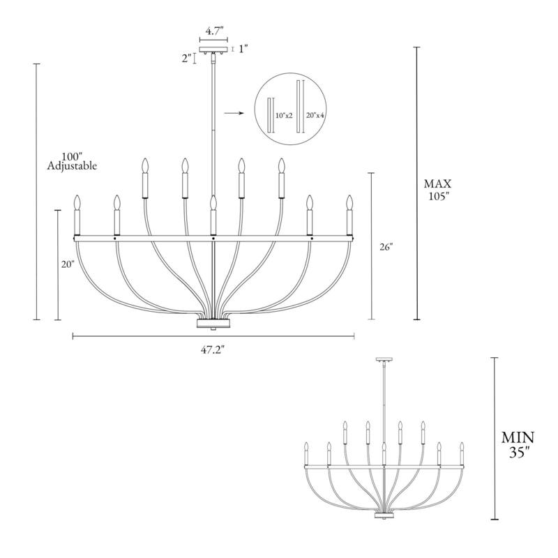 Mid-Century Modern 12-Light Wheel Chandelier 47.2 in Black Metal Ceiling Light for Living Room - D47.2" x H26"