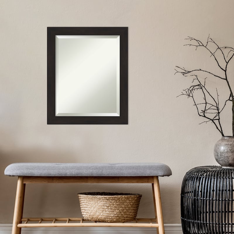 Beveled Wall Mirror - Furniture Espresso Narrow Frame - Furniture Espresso Narrow