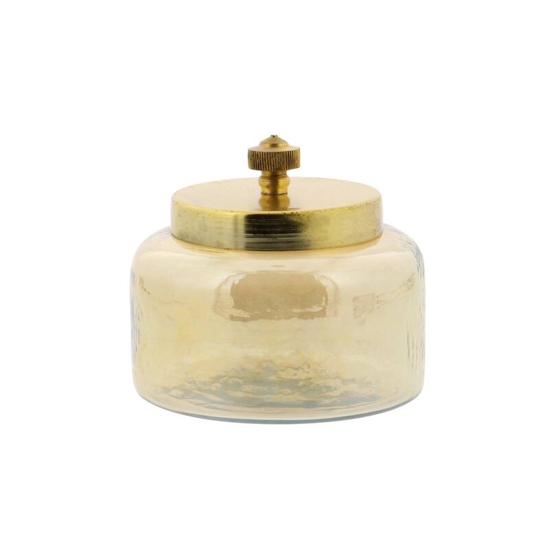 Glass Decorative Jars with Metal Lids - Set of 2 Gold - CosmoLiving by Cosmopolitan