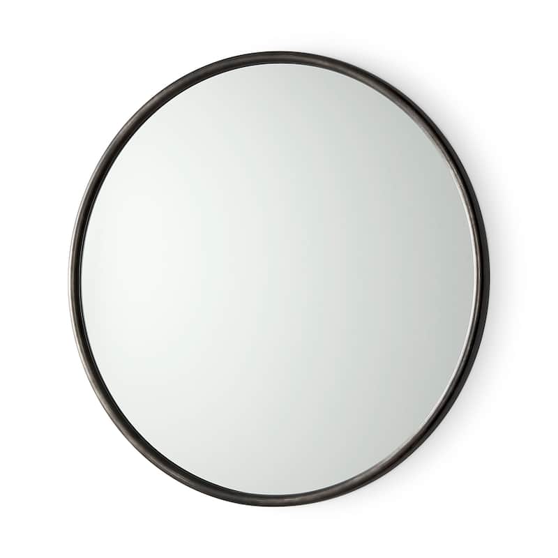 Piper Metal Frame Large Round Mirror - 36"W x 36"H x 1"D - Black