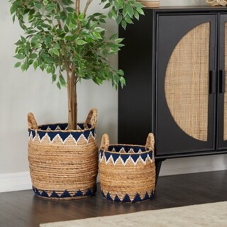 Brown Banana Leaf Bohemian Storage Basket ( Set of 2) - S/2 19", 15"H