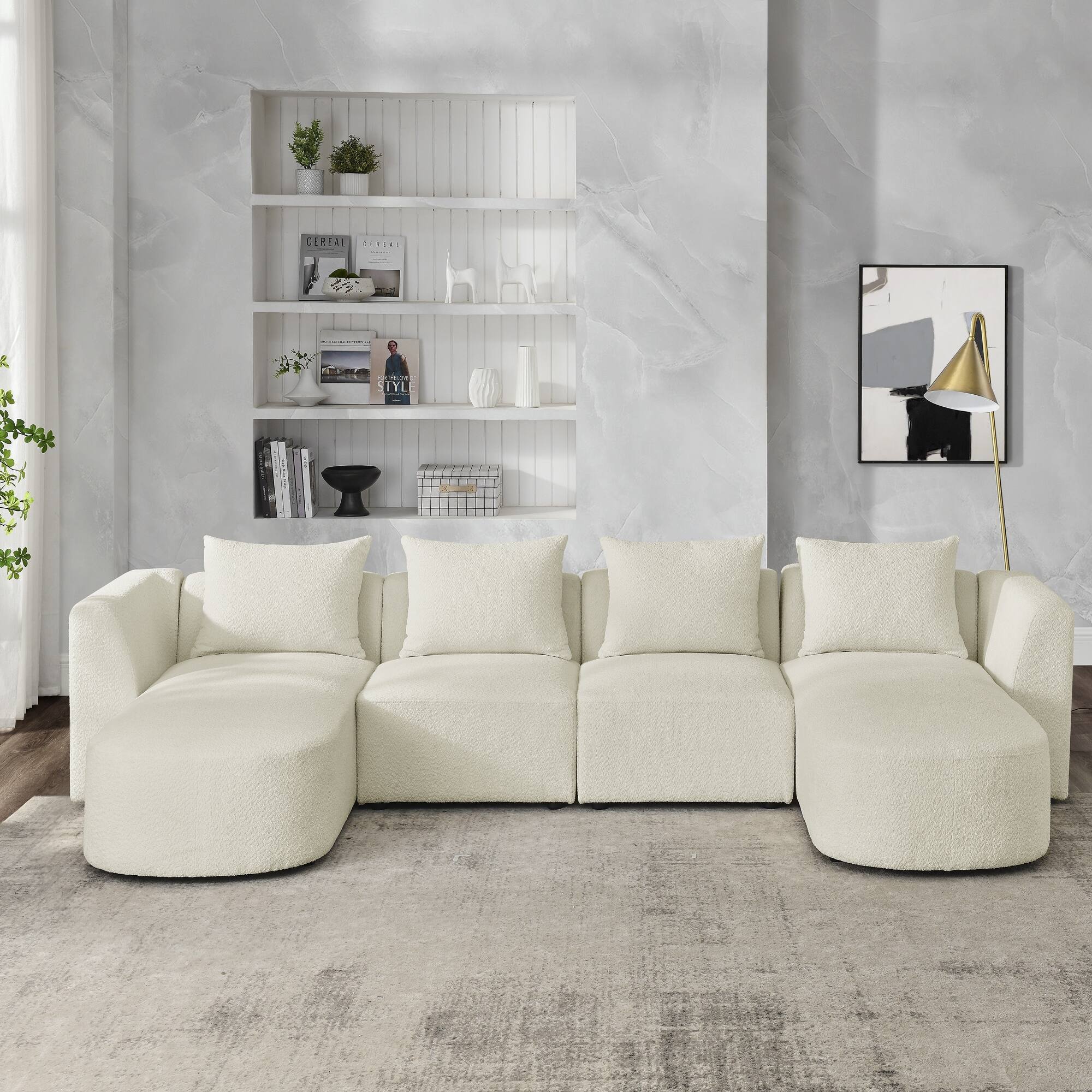 U Shape Sectional Sofa including Two Single Seats and Two Chaises