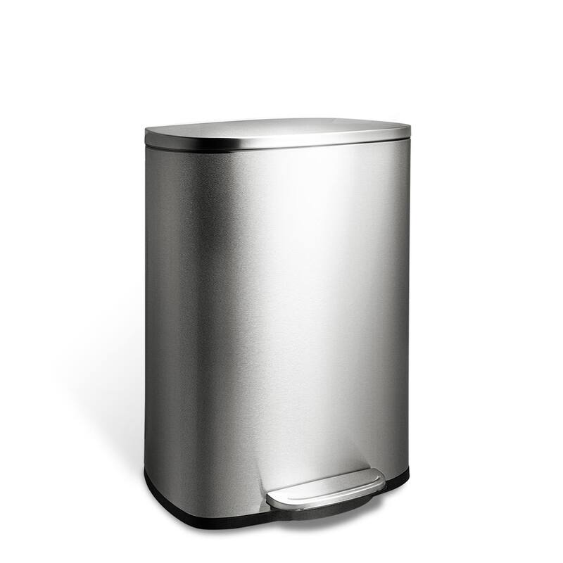 NINESTARS 13.2 Gallon Rectangular Step-On Trash Can - 13.2 Gallons - Silver