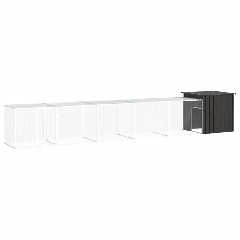 vidaXL Chicken Coop Multipurpose Chicken House with Mesh Cage Galvanized Steel - 236.2" x 35.8" x 39.4" - Anthracite