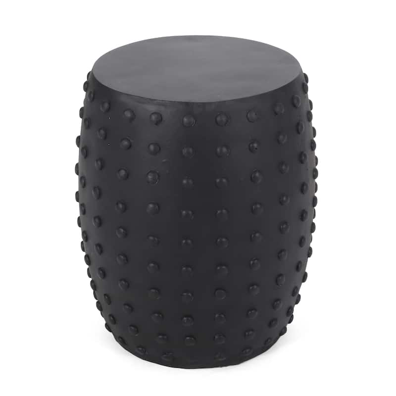 Roomfitters Outdoor Lightweight Concrete Side Table with Textured Dot Design, Patio Accent Table, Black