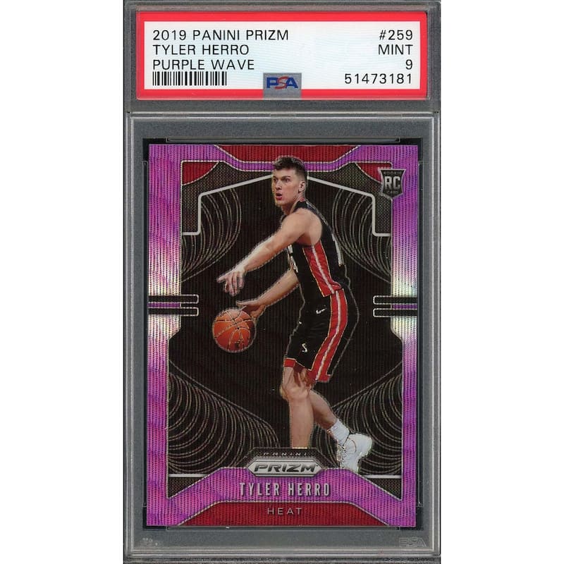 Tyler Herro 2019 Panini Prizm Purple Wave Rookie Card RC #259 Graded PSA 9 - 8'6" x 11'6"
