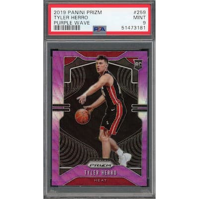 Tyler Herro 2019 Panini Prizm Purple Wave Rookie Card RC #259 Graded PSA 9 - 8'6" x 11'6"