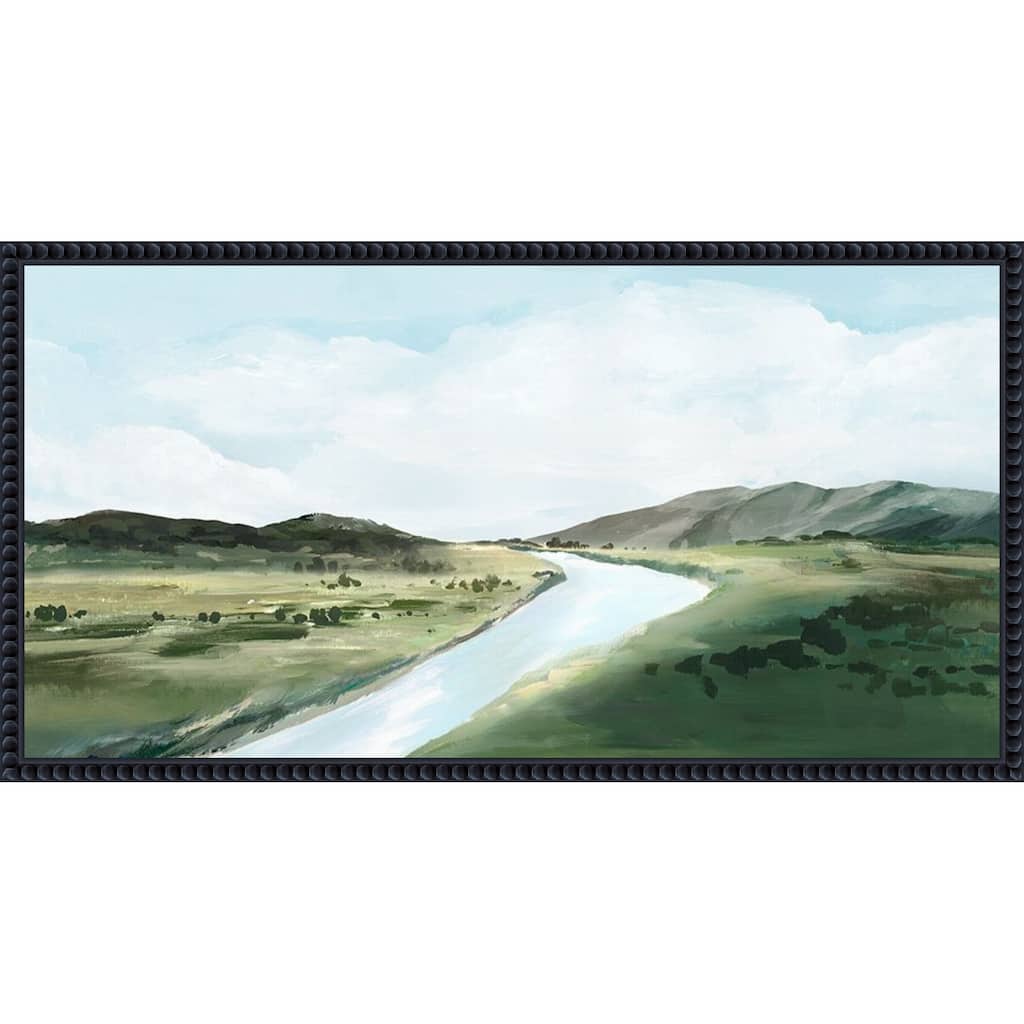 River Through Open Fields by PI Studio Framed Canvas Wall Art Print