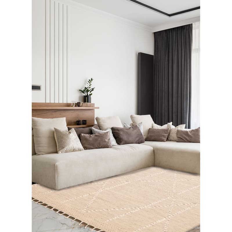 ECARPETGALLERY Hand-knotted Tangier Ivory Wool Rug - 8'0 x 10'3