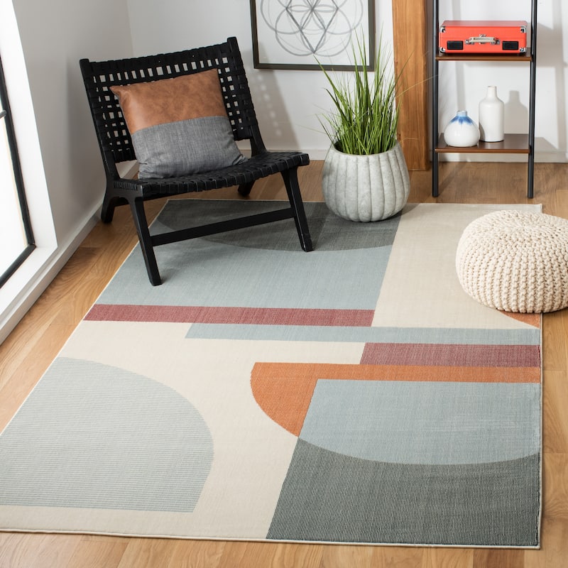 SAFAVIEH Orwell Goldia Mid-Century Modern Rug - 4' x 6' - Ivory/Blue