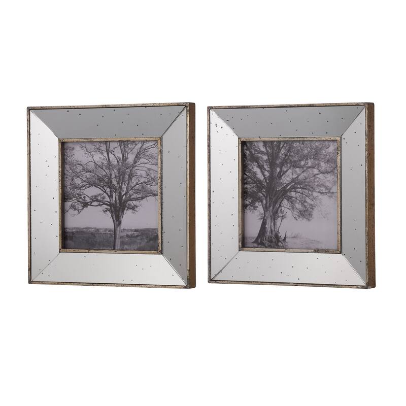Modern S/2 Vintage Silver Reflective Picture Frames