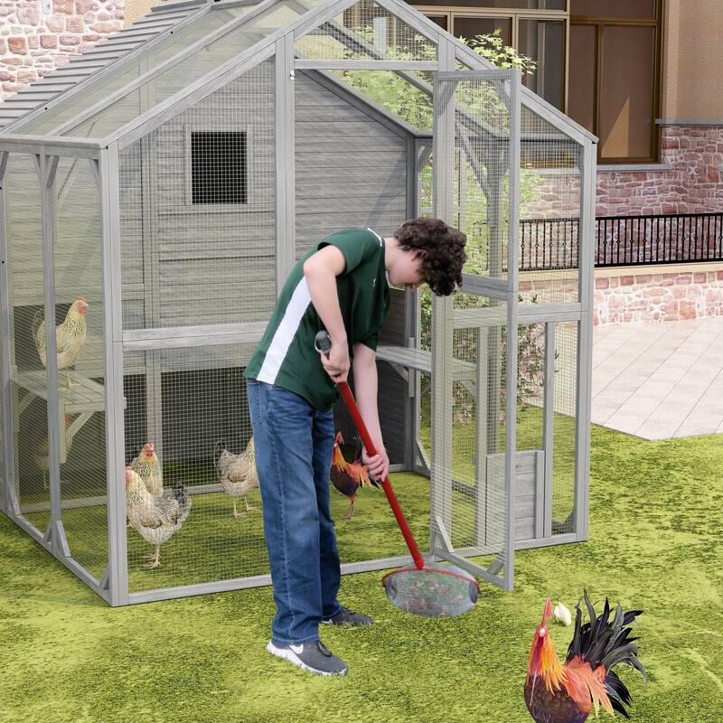 Multi-Functional Wood Chicken Coop Hen House or Cat Cage with Wire Mesh Run